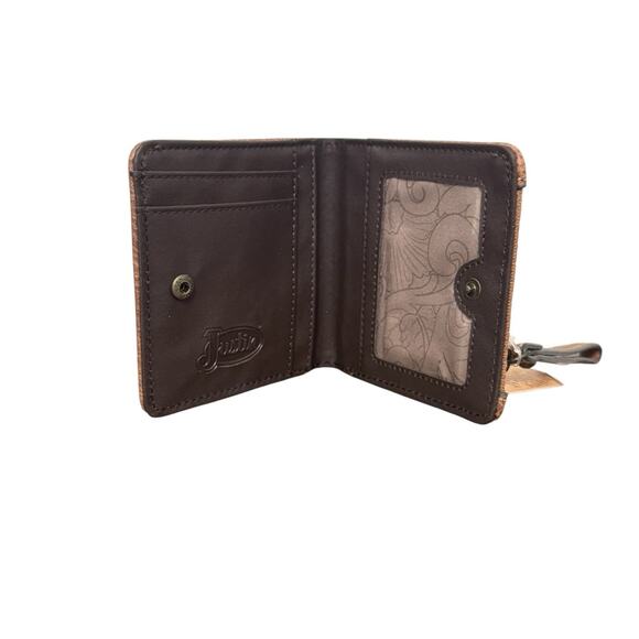 NWT! Justin Ladies Bifold Western Brown Bifold Wallet with Wristlet - Picture 4 of 5
